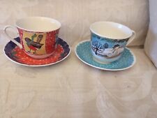 Roy Kirkham Mr Snowy & Frosty christmas Cups and saucers 2000 Bone China Vgc
