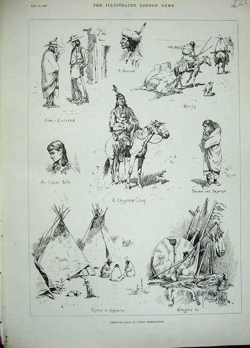 Original old antique print - old,