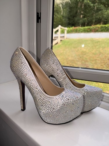 Silver diamanté platform - silver,