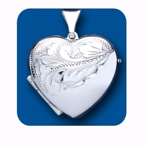 Half engraved heart locket - engraved,