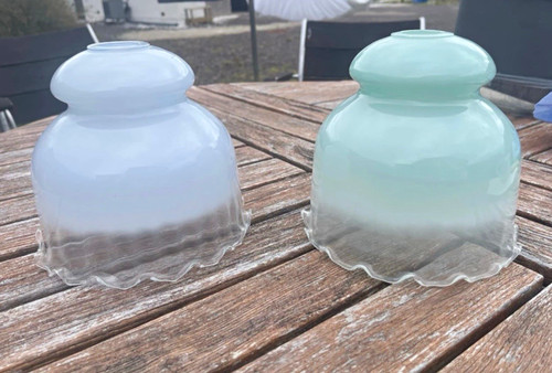 Pair vintage glass lamp - vintage,