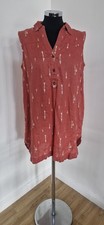 White Stuff linen tunic top size 14 coral collared pure linen orange rust 