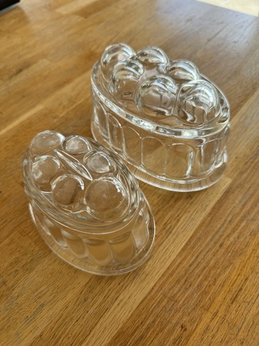 Pair glass jelly moulds - pair,