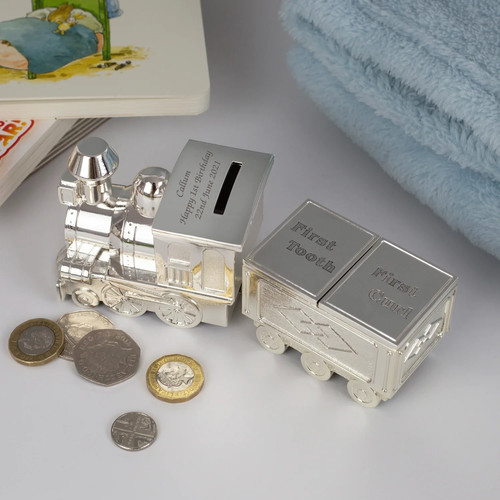 Personalised money box - money, train