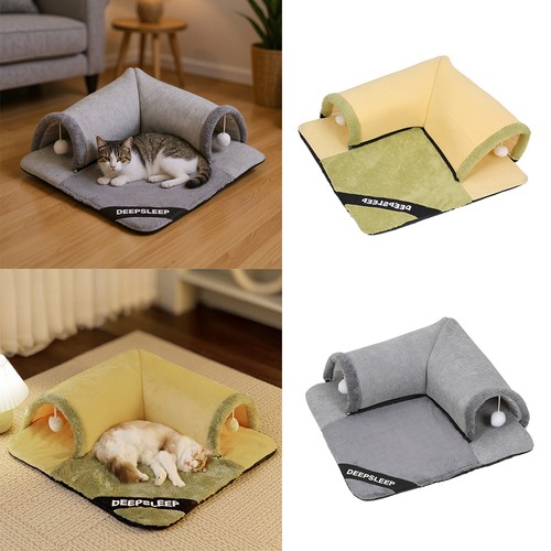 Cat tunnel bed with central - tunnel,