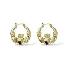 9ct Gold GF Kids Girls Gypsy Style Claddagh Creole Hoops, Small 25mm Toddler 