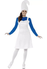 Ladies Garden Gnome Smurf Smurfette Fancy Dress Costume UK 8-10