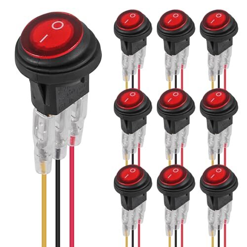10pack 12v round rocker - 12v, switch