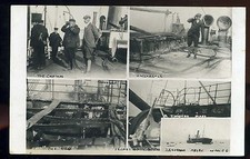 SS LUGANO - Multi View of Fire Damaged Ship off the coast of Hastings 1906 RP