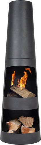Durable black steel chiminea - durable,
