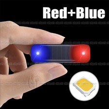 Red+Blue Car Solar LED Flash Lamp Safety Warning Light Anti-theft Accessories ~