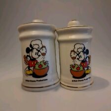 50s Vintage Disney Mickey Mouse salt & pepper Pots cruet ceramic transfer print