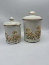 2 x M&S St Michael Field Flowers Storage Jars Retro/Collectable/Vintage