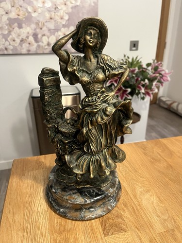 Antique bronze spelter woman - antique,