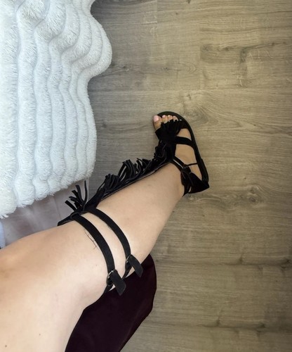 Topshop black suede - black, sandals