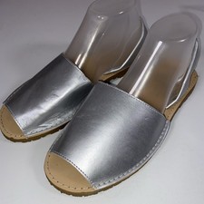 Avarca Menorquina Spanish Silver Leather Sandals - UK Size 6 EU 40