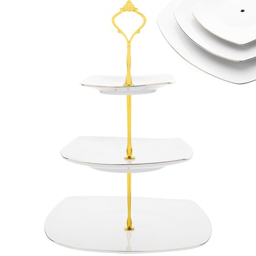 White gold tier cake stand - &,