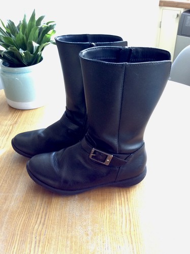 Girls clark black boots 5g - girls,