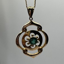 Antique 9ct Gold Pendant on 18” chain both Hallmarked Chester Edwardian Necklace