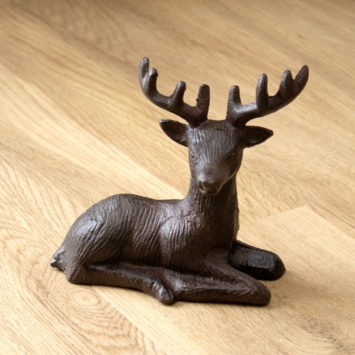 Cast iron resting stag - cast,