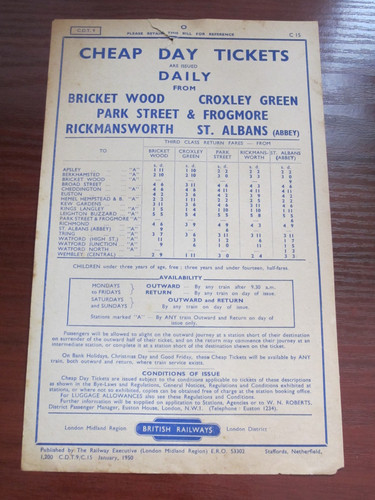 1950 cheap day tickets - 1950,