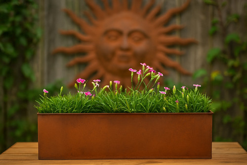 Rustic flower pot rectangle - flower,