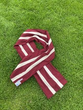 Vintage pure new Wool University College Uni school Scarf cream burgundy Stripe