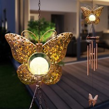 ? Solar Wind Chimes – Butterfly Lights – Outdoor/Indoor Garden Decor-Gift?