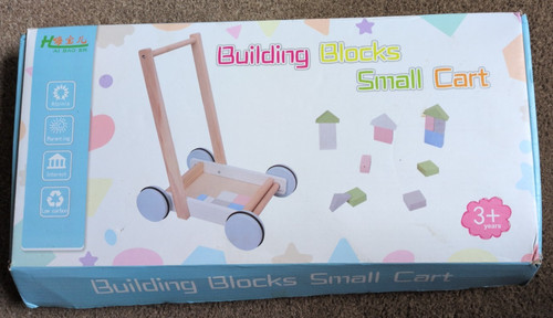 Wooden baby walker with - , blocks