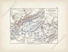 Battle of Waterloo sheet 2 A K Johnston Alison's Atlas map 1850 art print poster