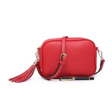 Chic Tassel Plain Small Cross Body Shoulder Woman Faux Leather Gold hardware Bag