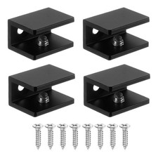 4 Pcs Adjustable Frameless Glass Shelf Brackets, Shower Glass Clamp Clips, Black