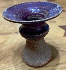 Vintage Studio Pottery Vase, Flared Purple Top, Stoneware Base