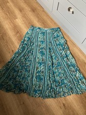 Per Una Floaty Crinkle Midi Skirt Turquoise/Green Size 14/16