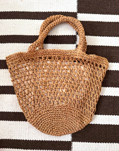 Mango brown paper crochet tote - crochet,