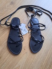Zara Flat Black Leather