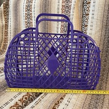 Retro purple Sun Jellies 1980's Jelly Handle Basket Bag Festival vintage