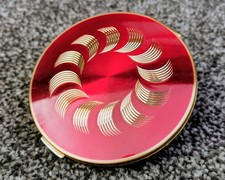 Vintage Powder Compact, Refillable Makeup Case, Vanity Case, Stratton Red & Gold