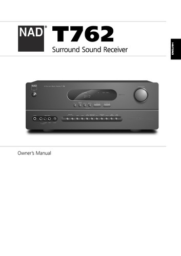 Owner manual for nad t762 - owner's,