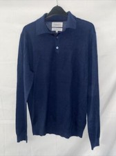 Stefan I Conti Long Sleeve Polo Made With Fine Italian Yarn Navy Medium 