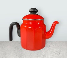 Vintage retro red enamel Kockums or Finel style teapot