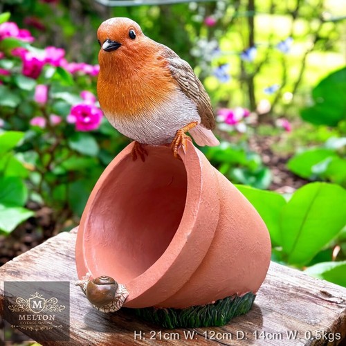 Robin plant pot bird feeder - robin,