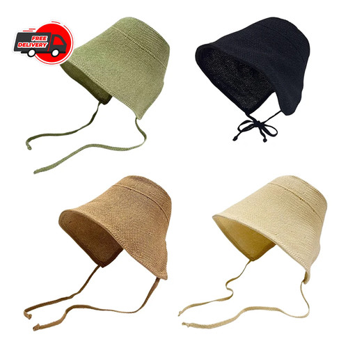 Linen straw regency bonnets - straw,