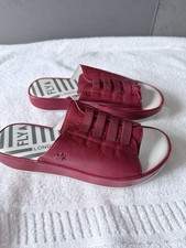 Fly London Red Leather Mule