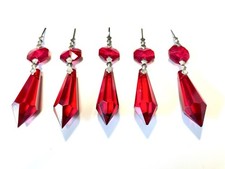 5 Christmas Tree Decoration Crystal Icicle Droplets Glass Bead Drops 75mm