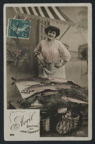 Postcard fishmonger at - postcard, a