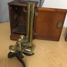 VICTORIAN BRASS MICROSCOPE BY ARONSBERG & Co LIVERPOOL 