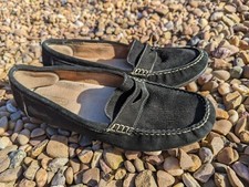 Damart Perfect Comfort Black Suede Slip On Shoes Wide Fit 7