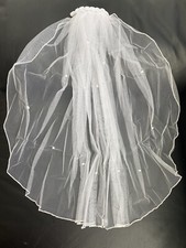 White Girl Holy Communion Veil Bridal Wedding Hen Night Veil flowers Pearls 18" 
