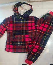 Kids warm red tartan Fleece
